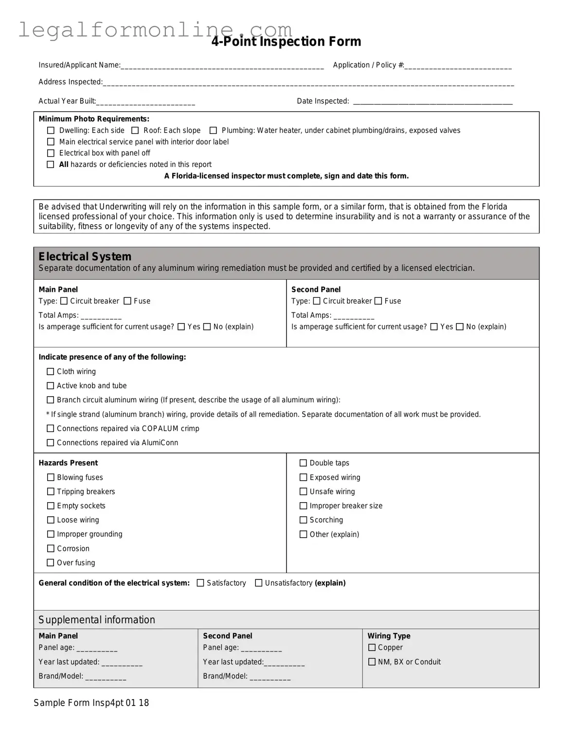 4 Point Inspection Template in PDF