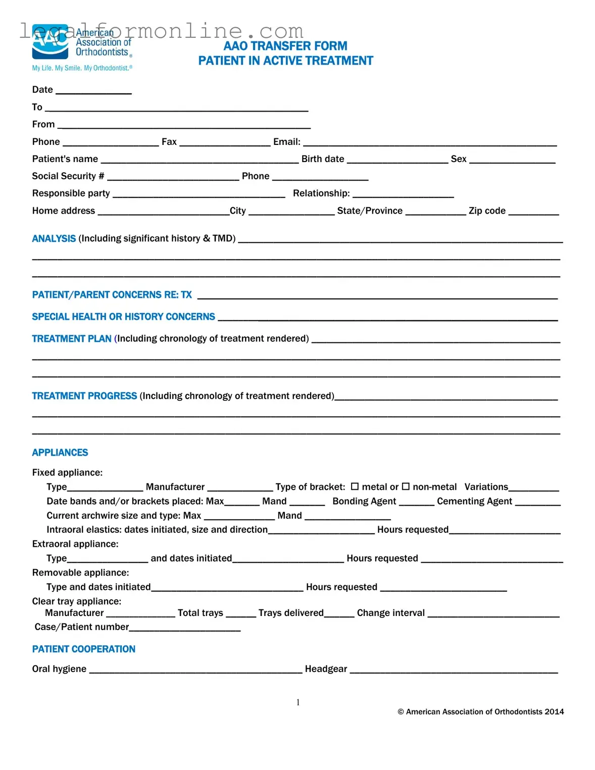 Aao Transfer Template in PDF