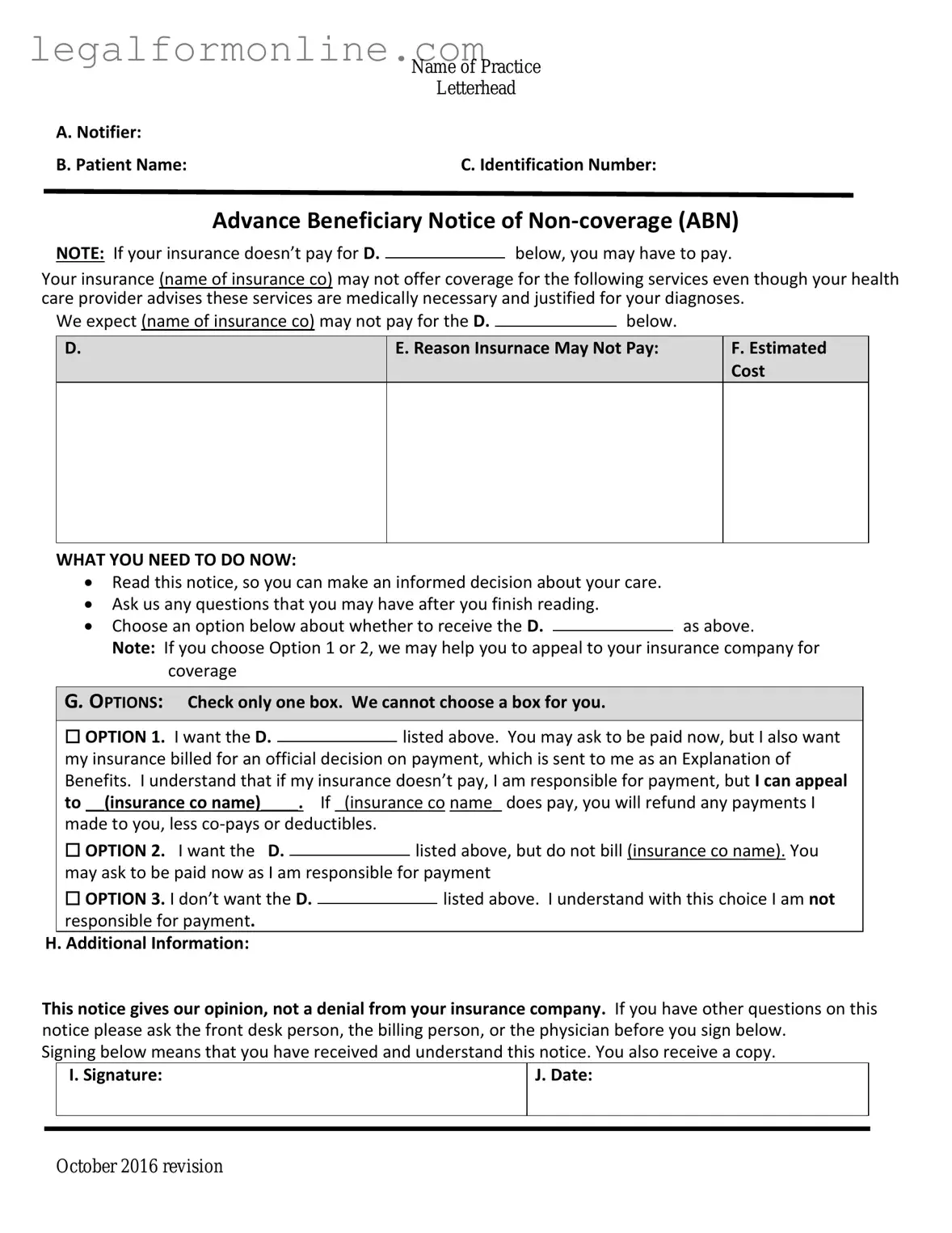 Advance Beneficiary Notice of Non-coverage Template in PDF