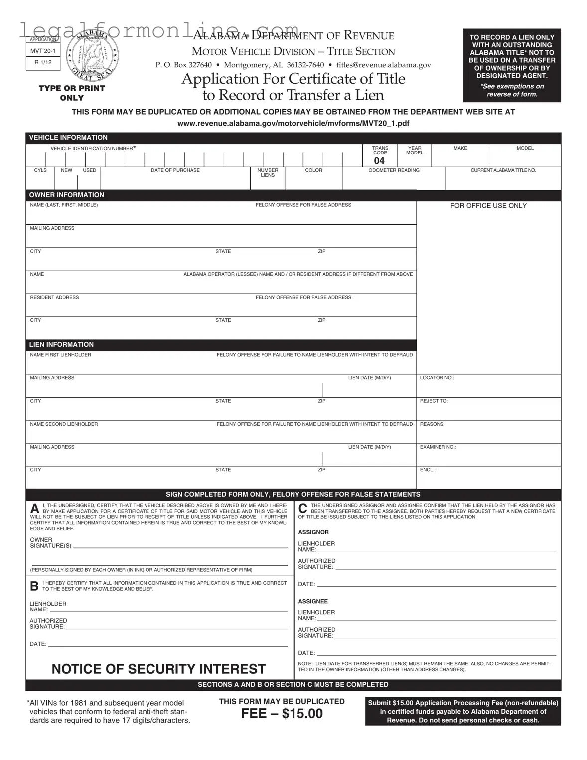 Alabama Mvt 20 1 Template in PDF