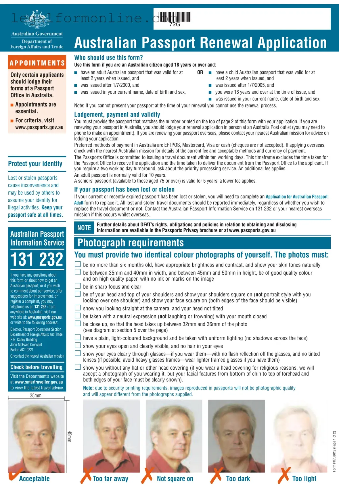 Australian Passport Renewal Template in PDF