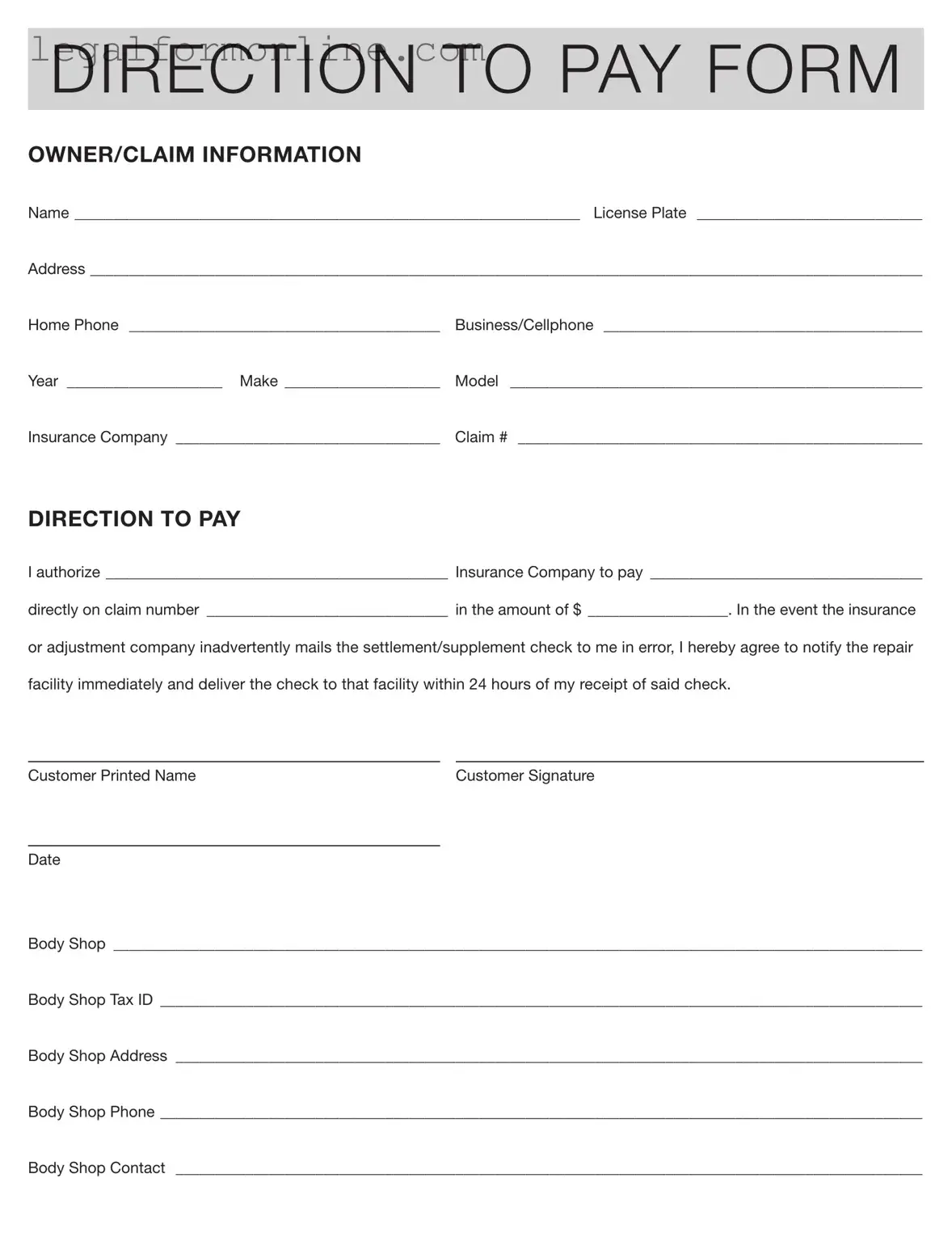 Authorization And Direction Pay Template in PDF