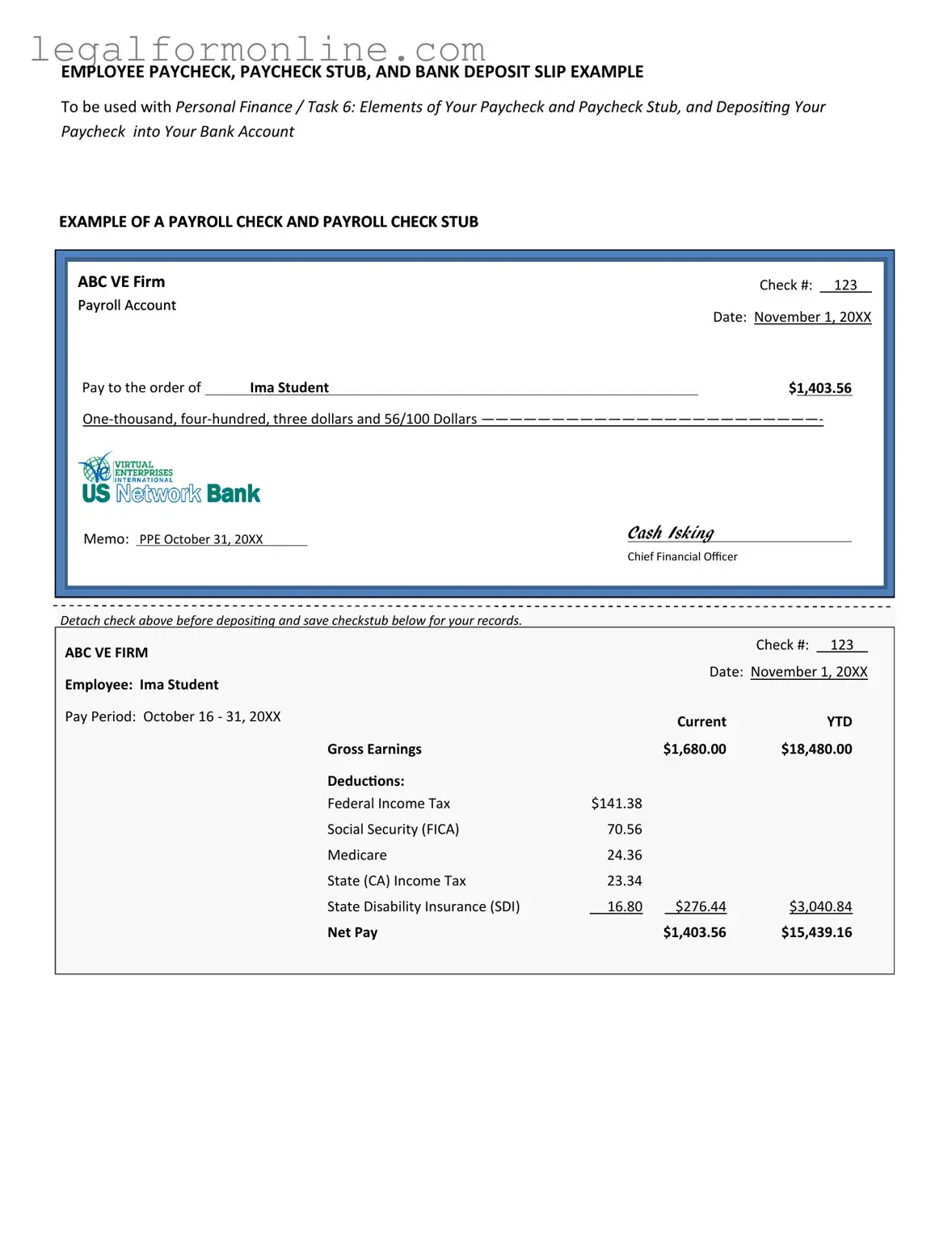 Payroll Check Template in PDF