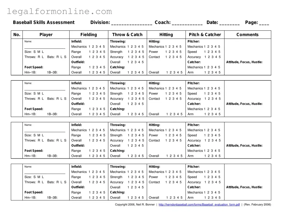 Baseball Assessment Template in PDF