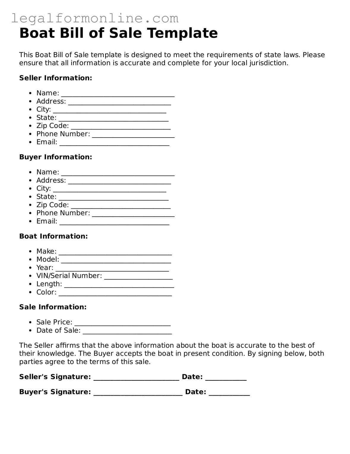 Attorney-Approved Boat Bill of Sale Template