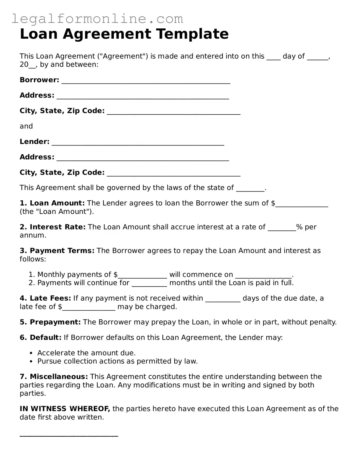Attorney-Approved Loan Agreement Template