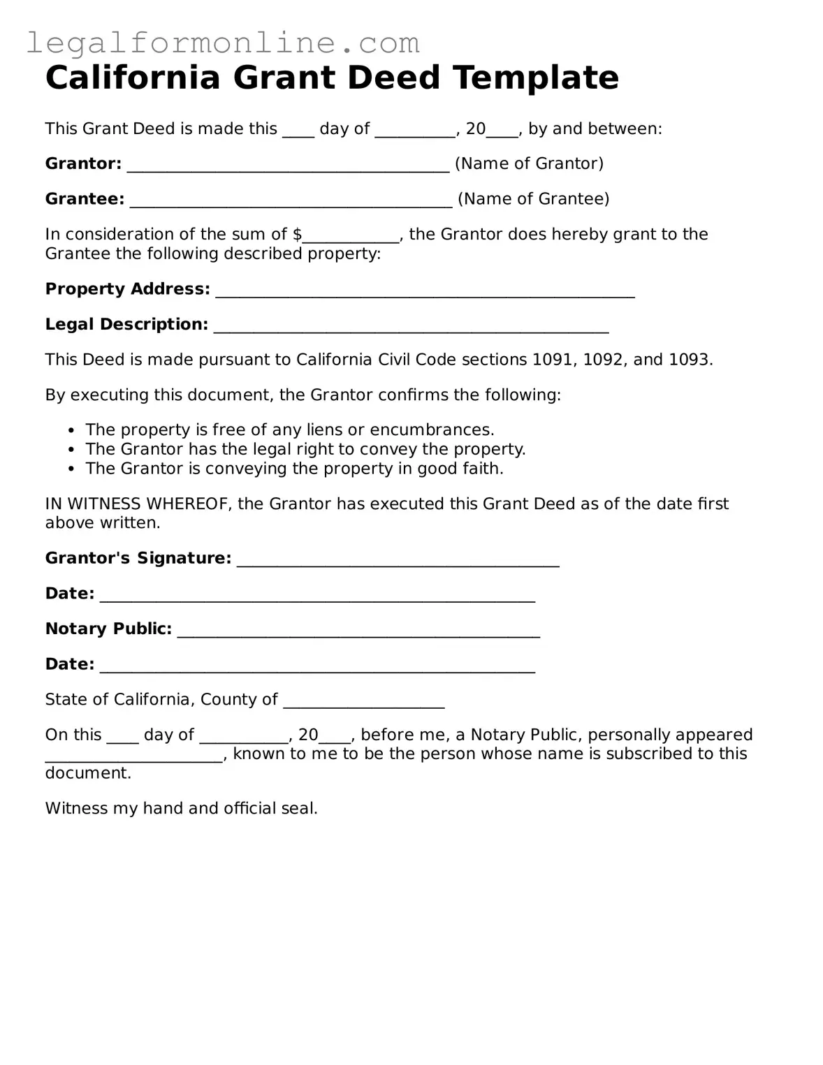  Deed Form for California
