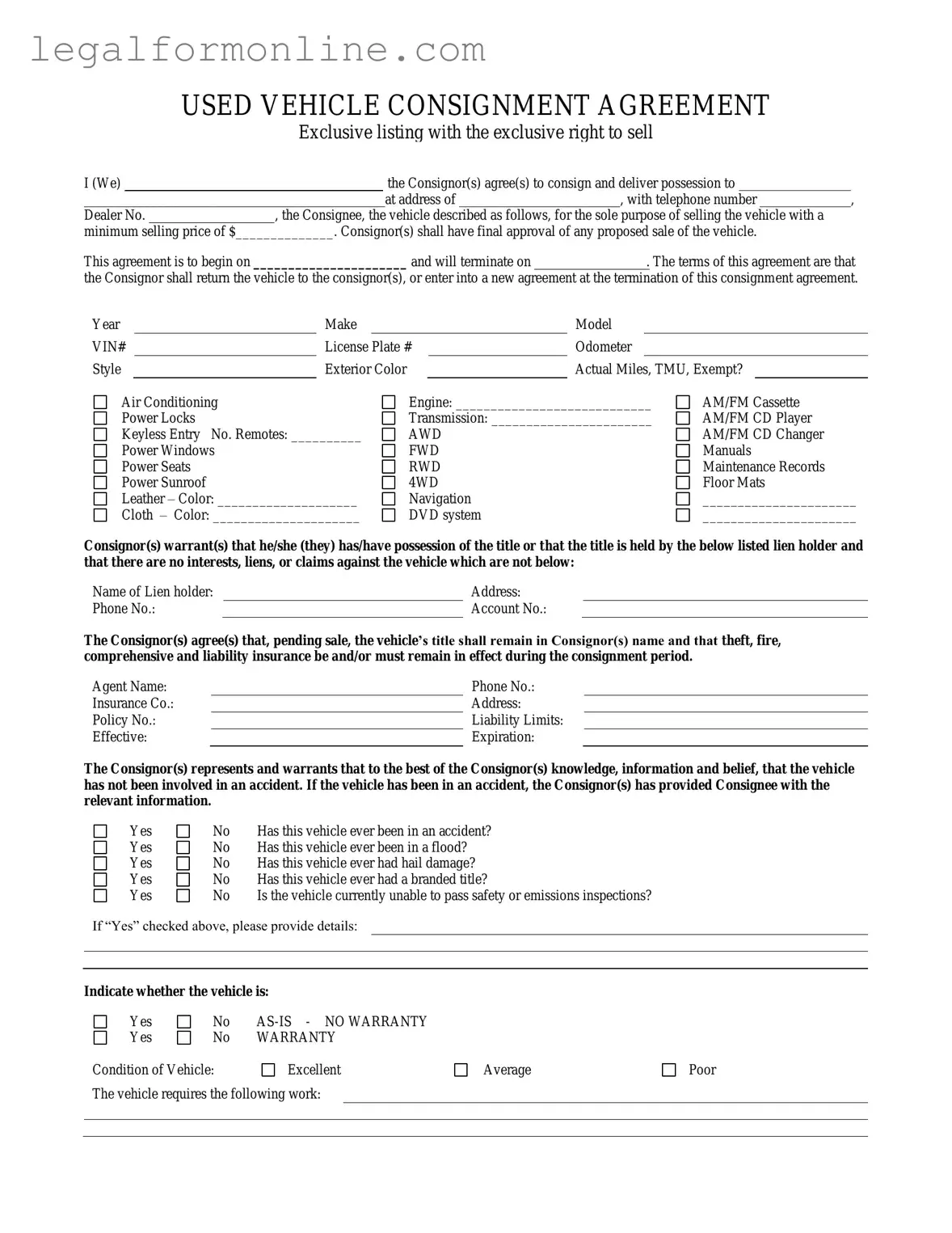 Car Consignment Template in PDF