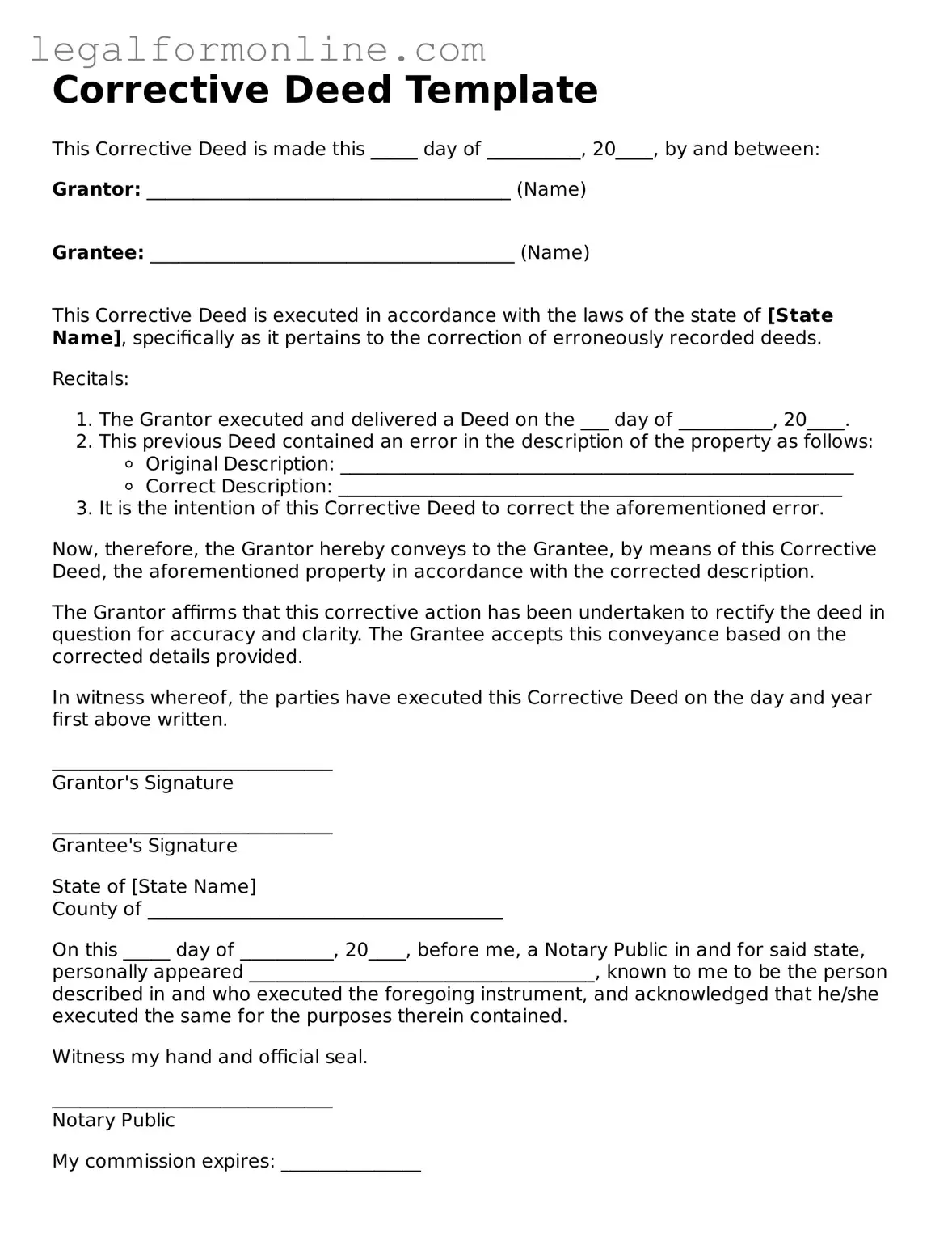 Attorney-Approved Corrective Deed Template