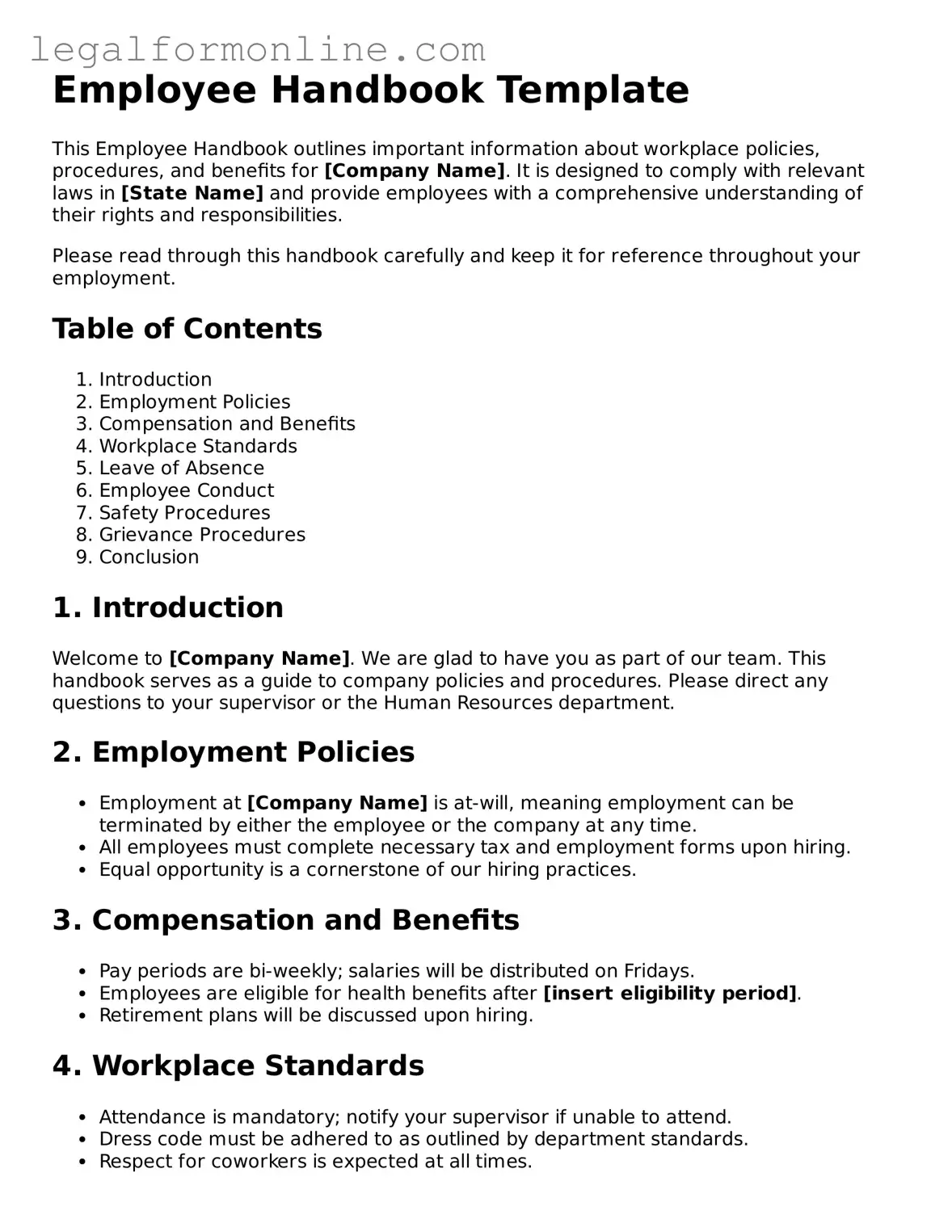 Attorney-Approved Employee Handbook Template