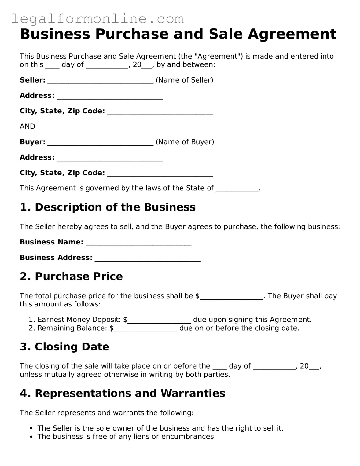 Attorney-Approved Business Purchase and Sale Agreement Template