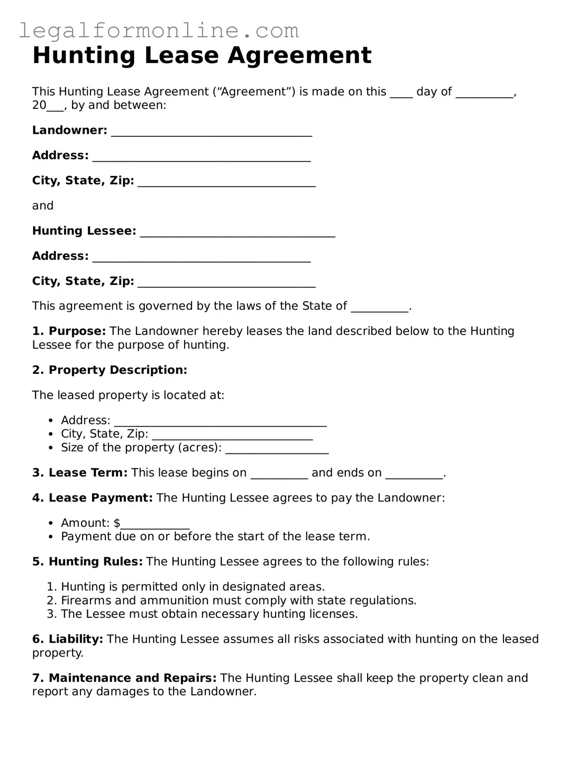 Attorney-Approved Hunting Lease Agreement Template