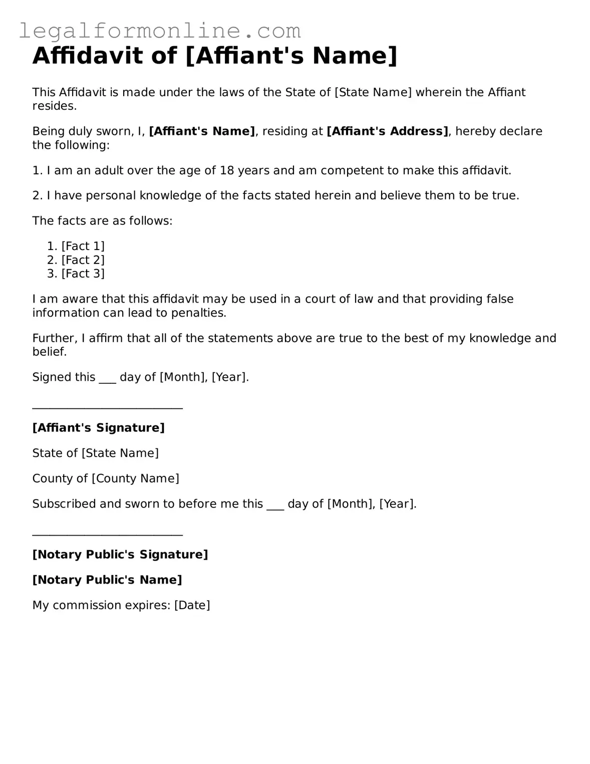 Attorney-Approved Affidavit Template