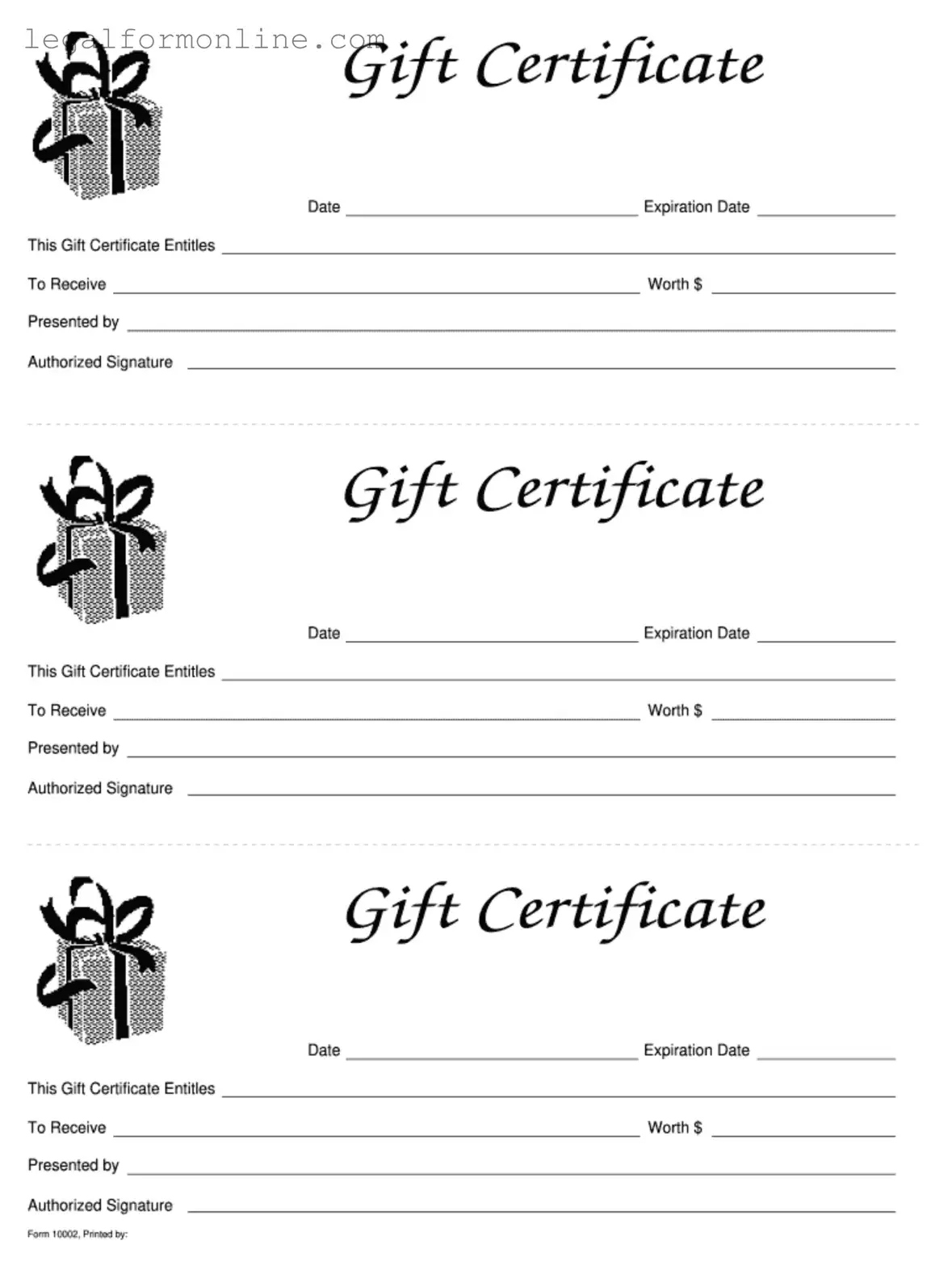 Gift Certificate Template in PDF