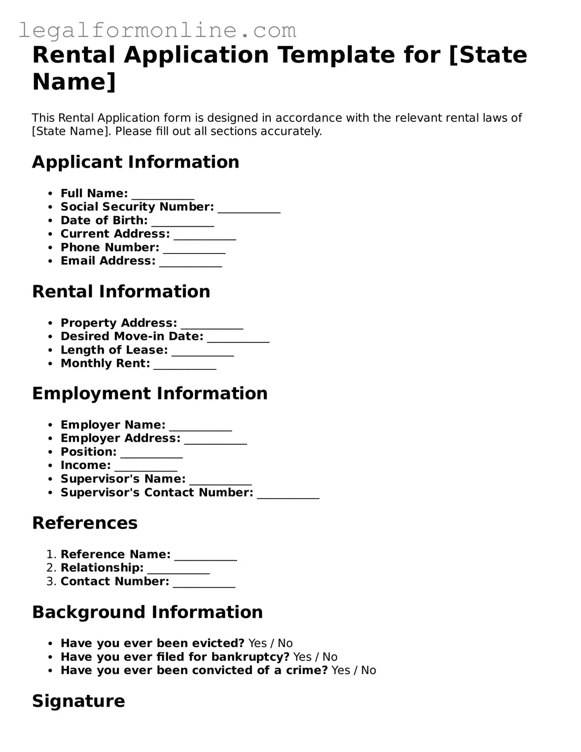 Attorney-Approved Rental Application Template