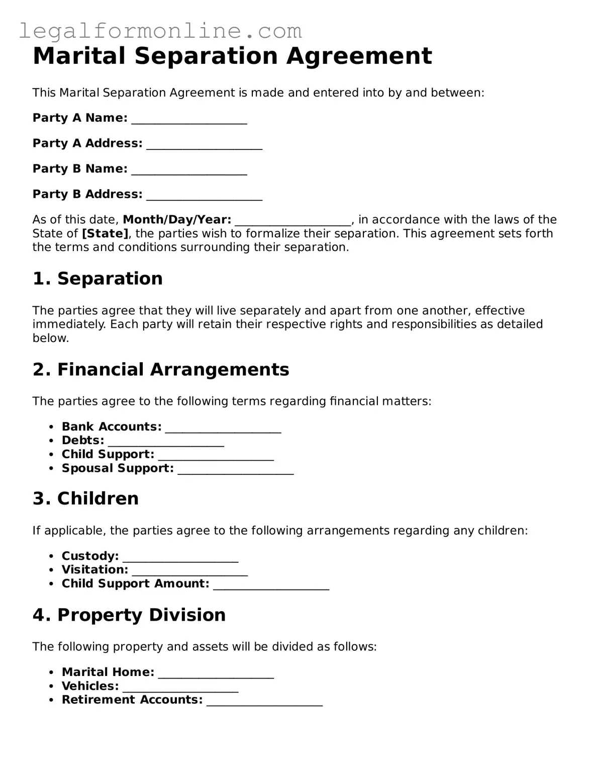 Attorney-Approved Marital Separation Agreement Template