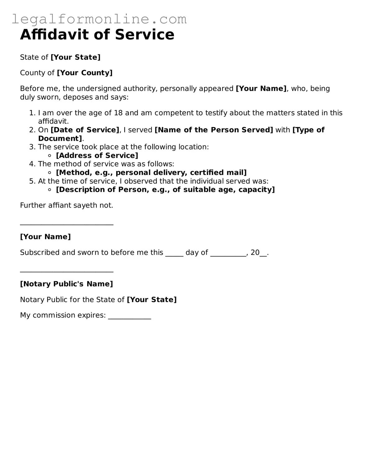 Attorney-Approved Affidavit of Service Template