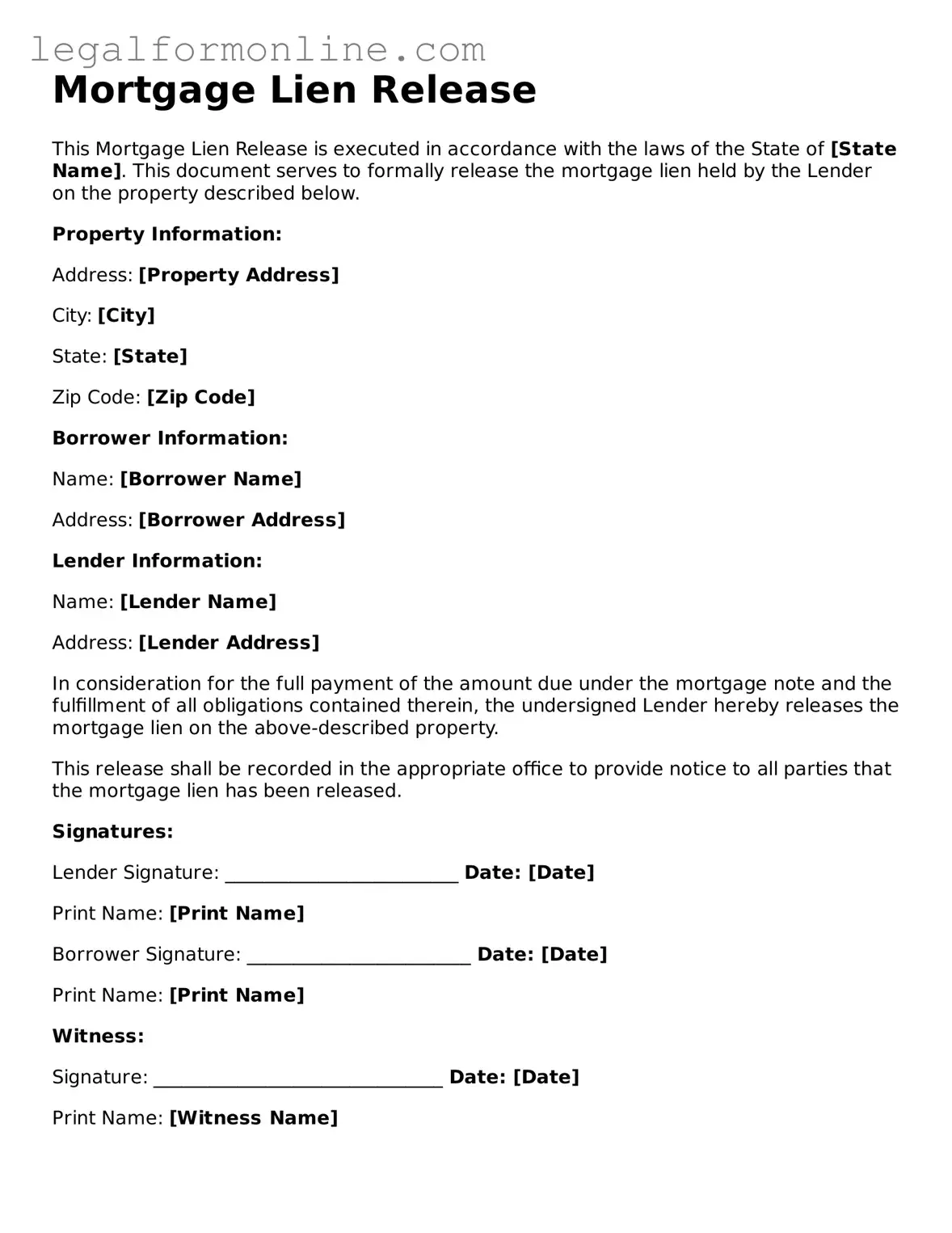 Attorney-Approved Mortgage Lien Release Template