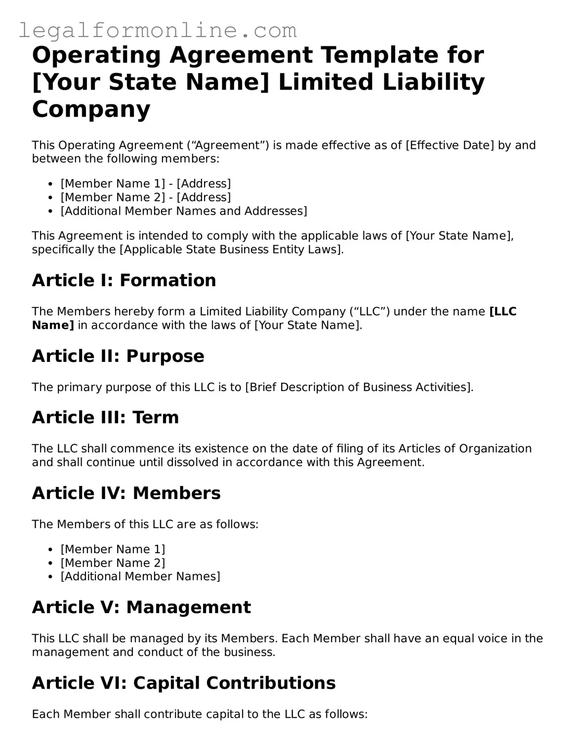 Attorney-Approved Operating Agreement Template