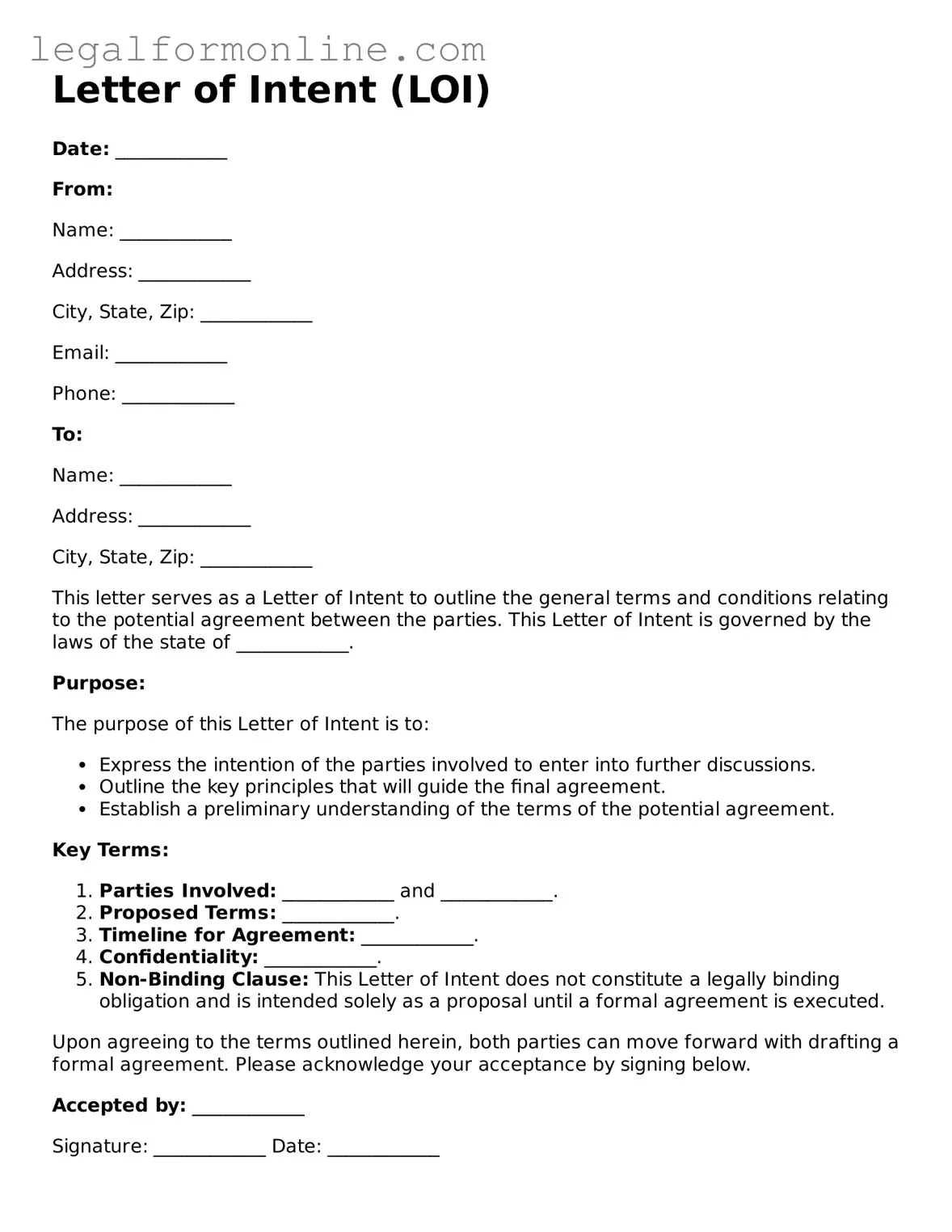 Attorney-Approved Letter of Intent Template