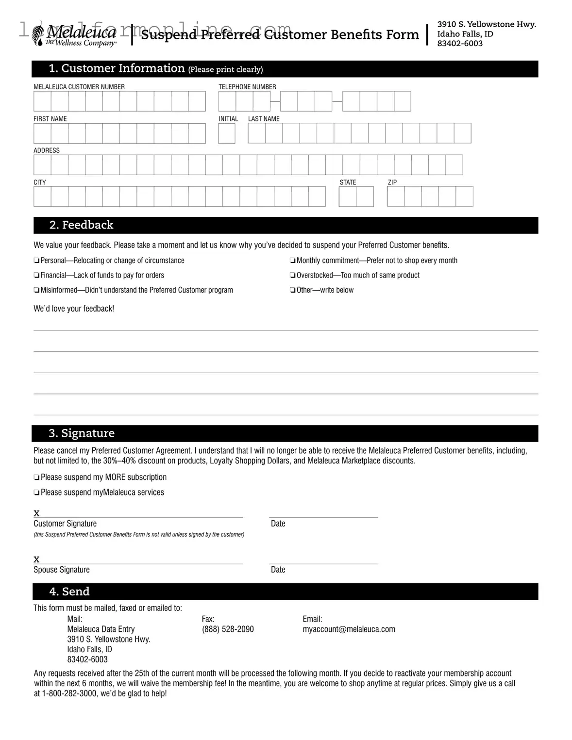Melaleuca Cancellation Template in PDF