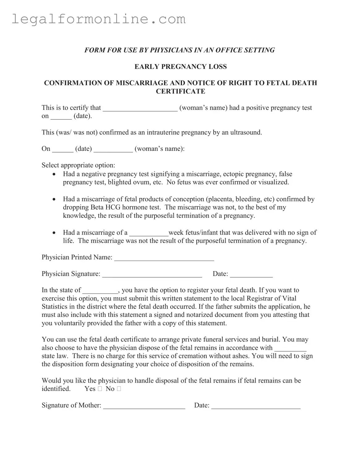 Miscarriage Discharge Paper Template in PDF
