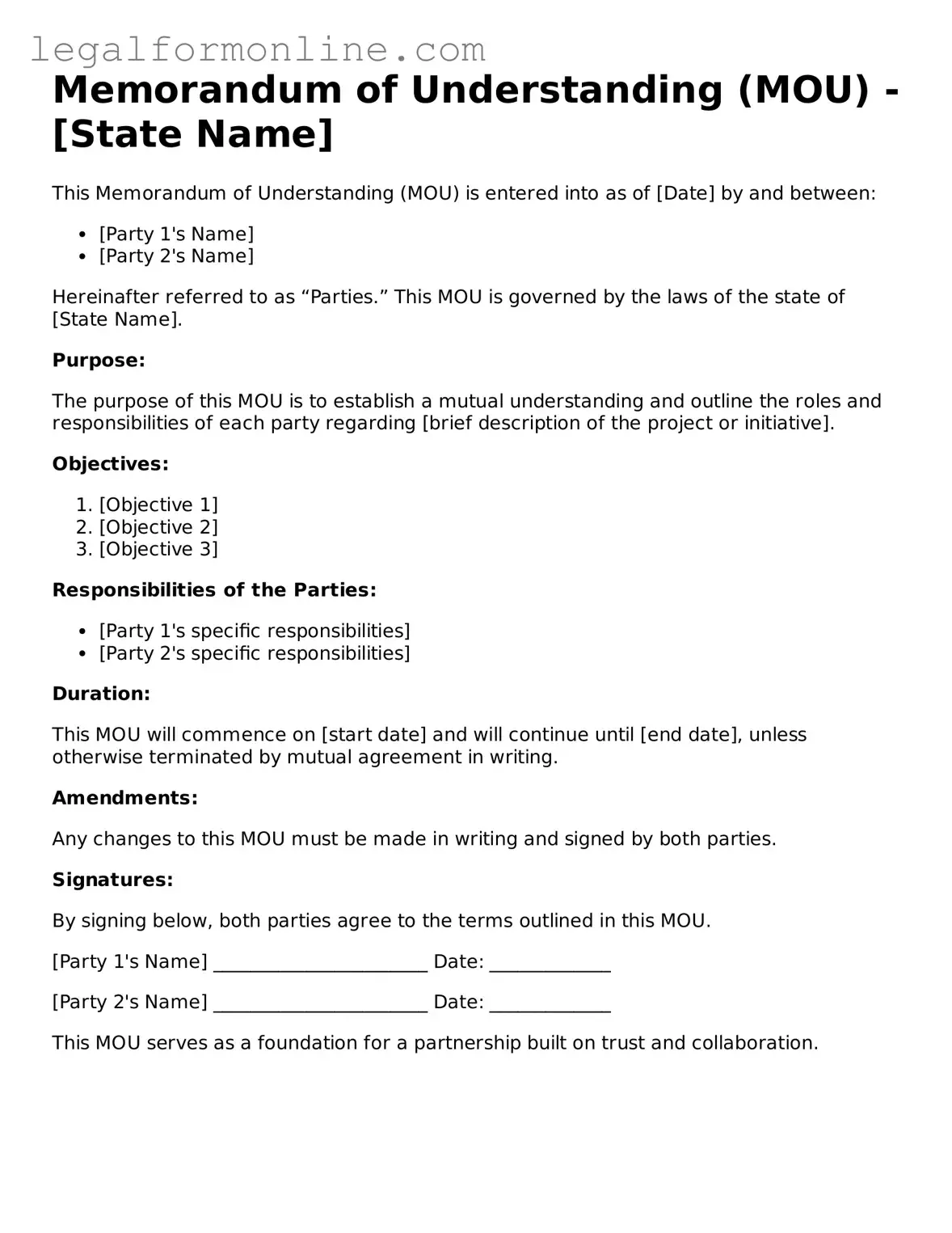Attorney-Approved Memorandum of Understanding Template