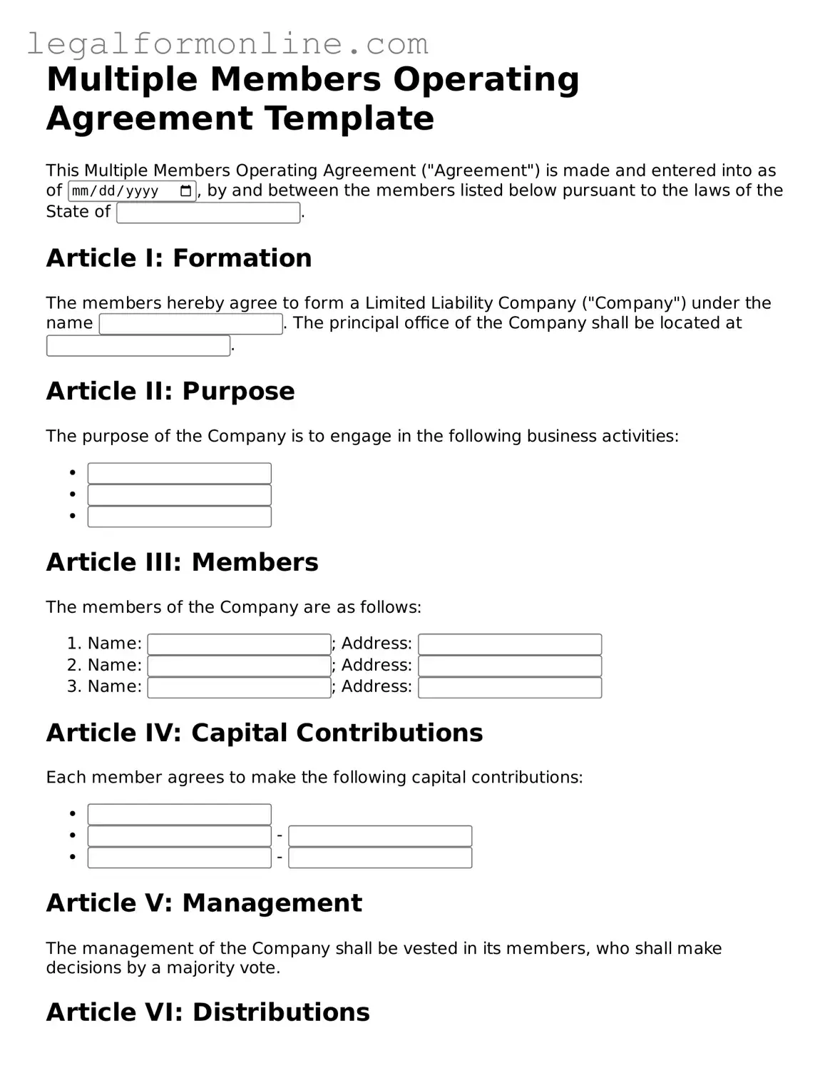 Attorney-Approved Multiple Members Operating Agreement Template