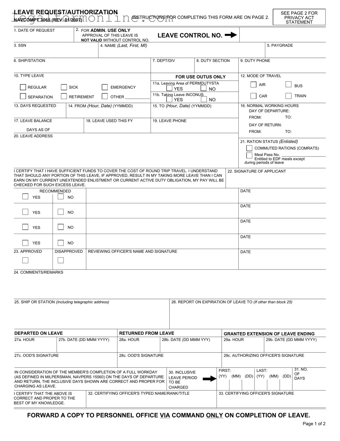 Navcompt 3065 Template in PDF
