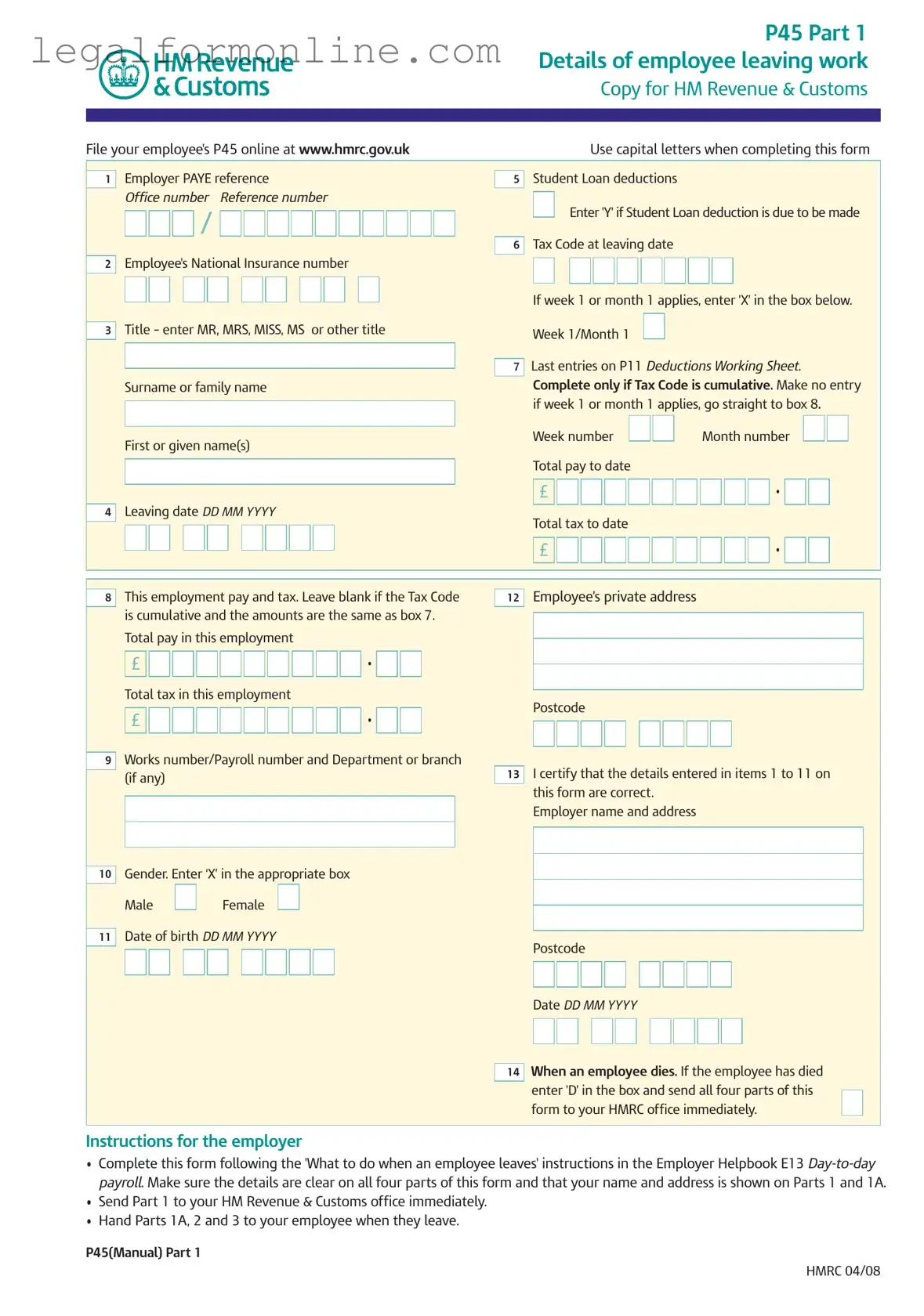 P 45 It Template in PDF