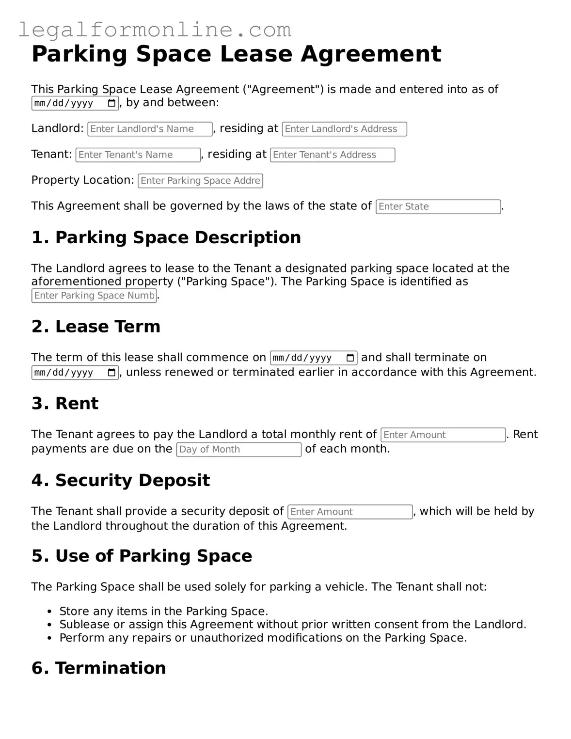 Attorney-Approved Parking Space Lease Agreement Template