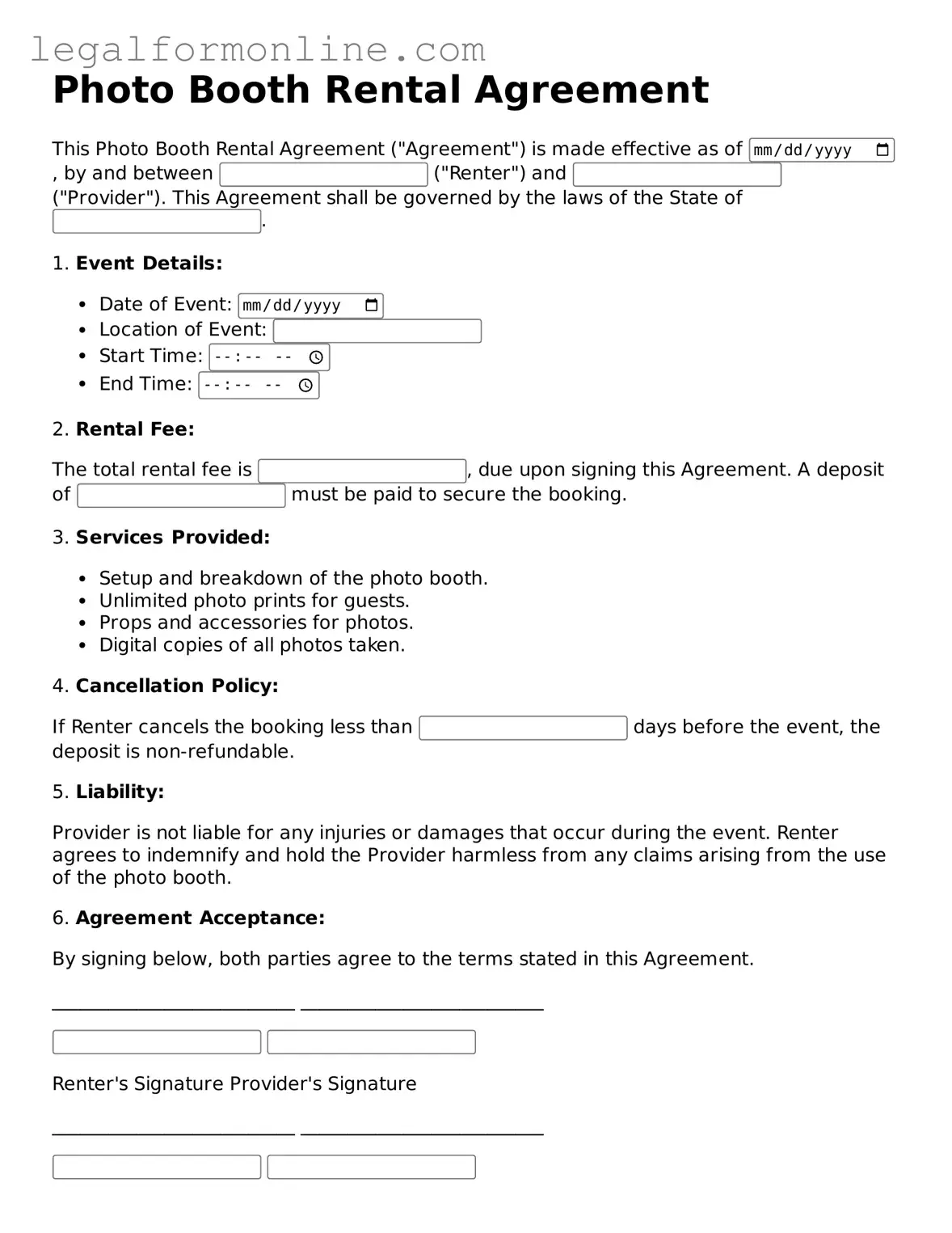 Attorney-Approved Photo Booth Rental Agreement Template