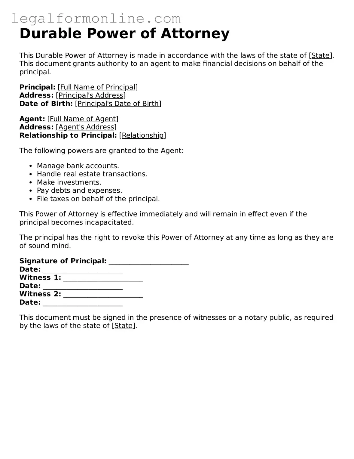 Attorney-Approved Power of Attorney Template