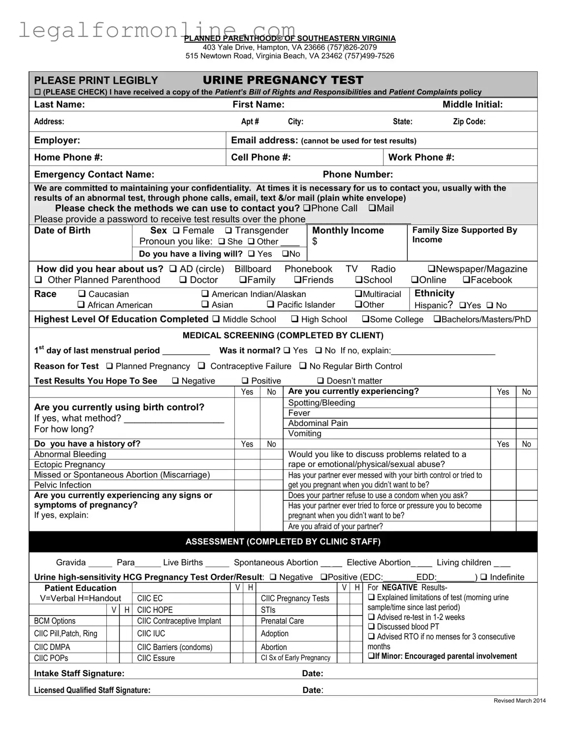 Planned Parenthood Proof Template in PDF