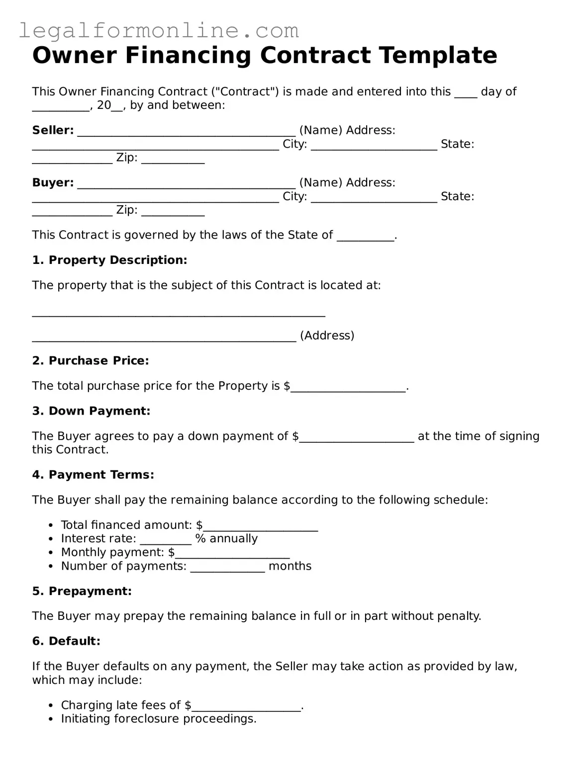 Attorney-Approved Owner Financing Contract Template