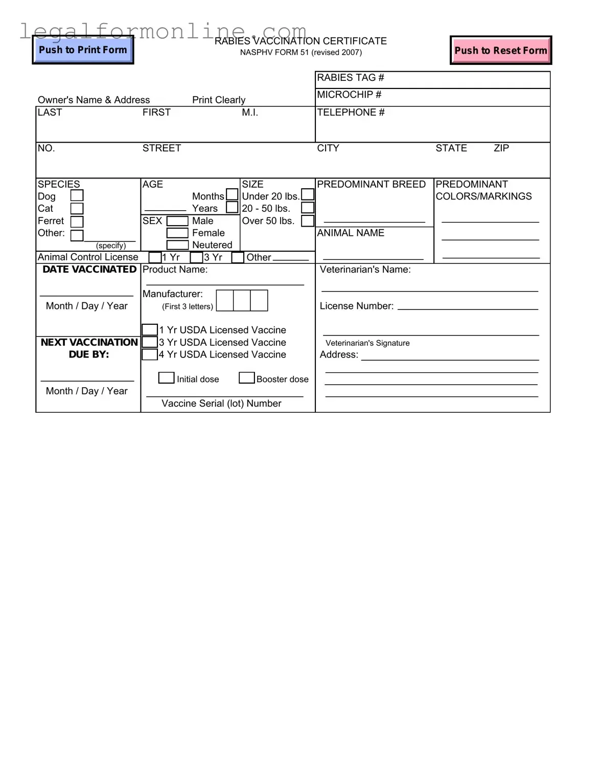 Rabies Certificate Template in PDF