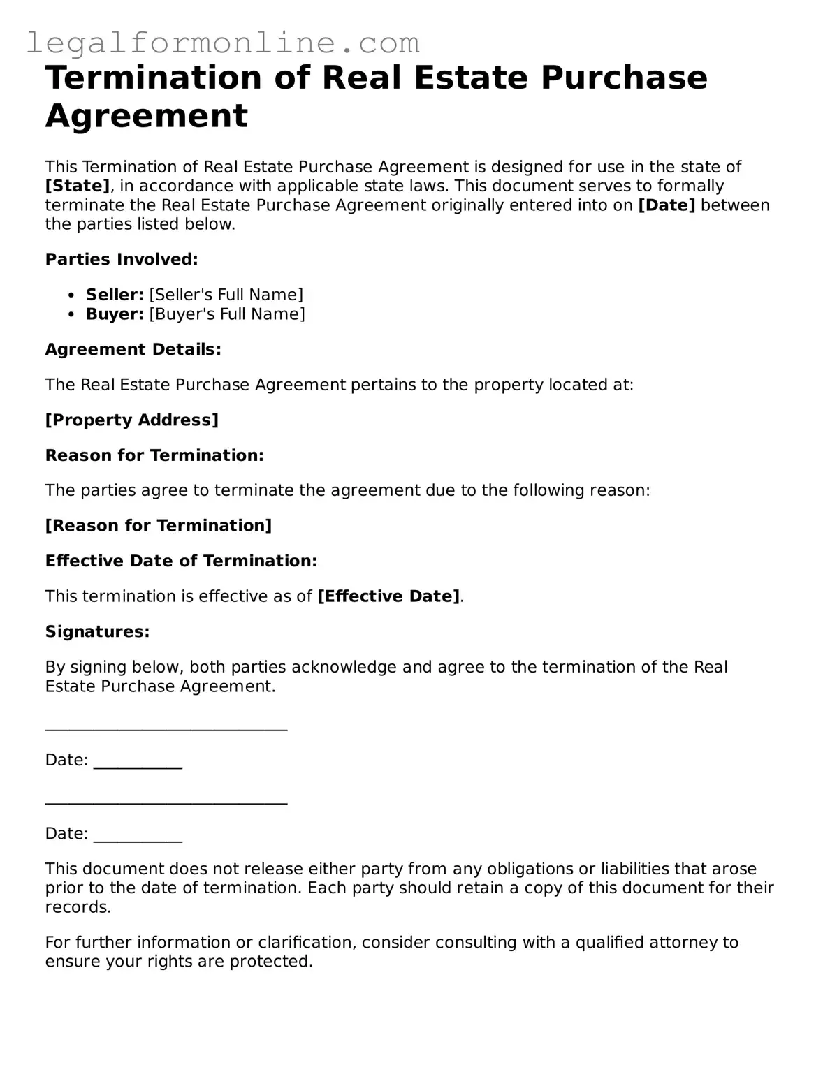 Attorney-Approved Termination of Real Estate Purchase Agreement Template