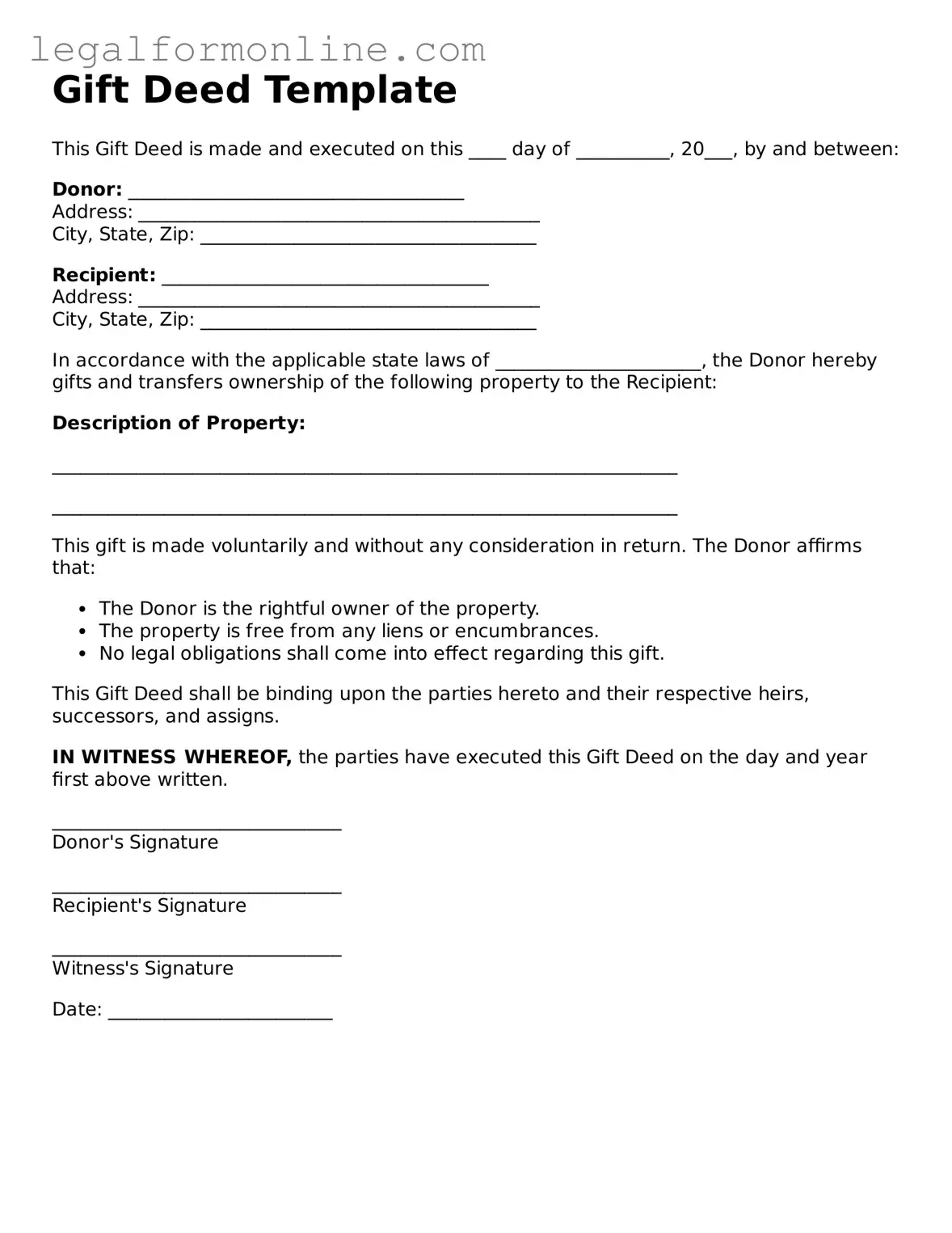 Attorney-Approved Gift Deed Template