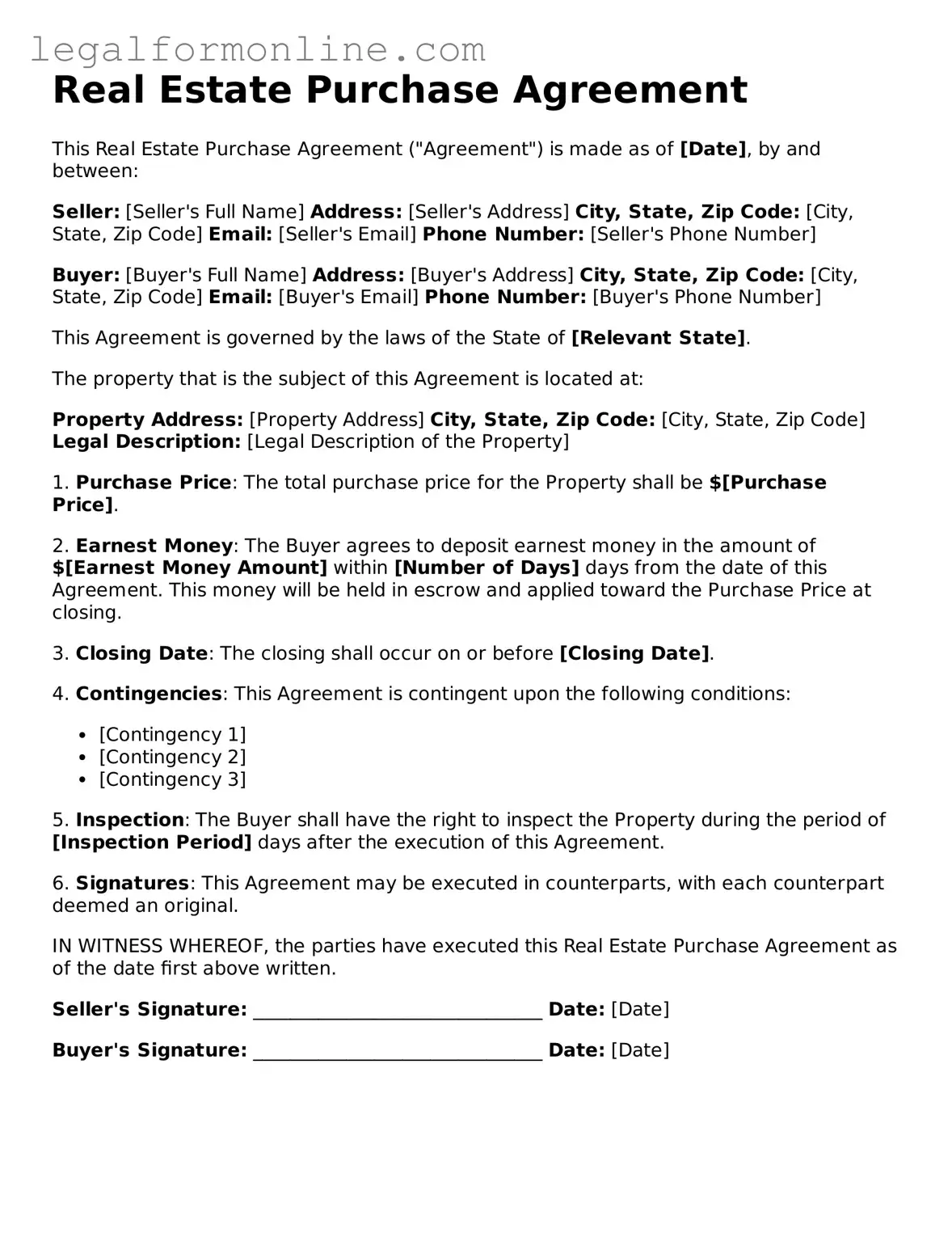Attorney-Approved Real Estate Purchase Agreement Template