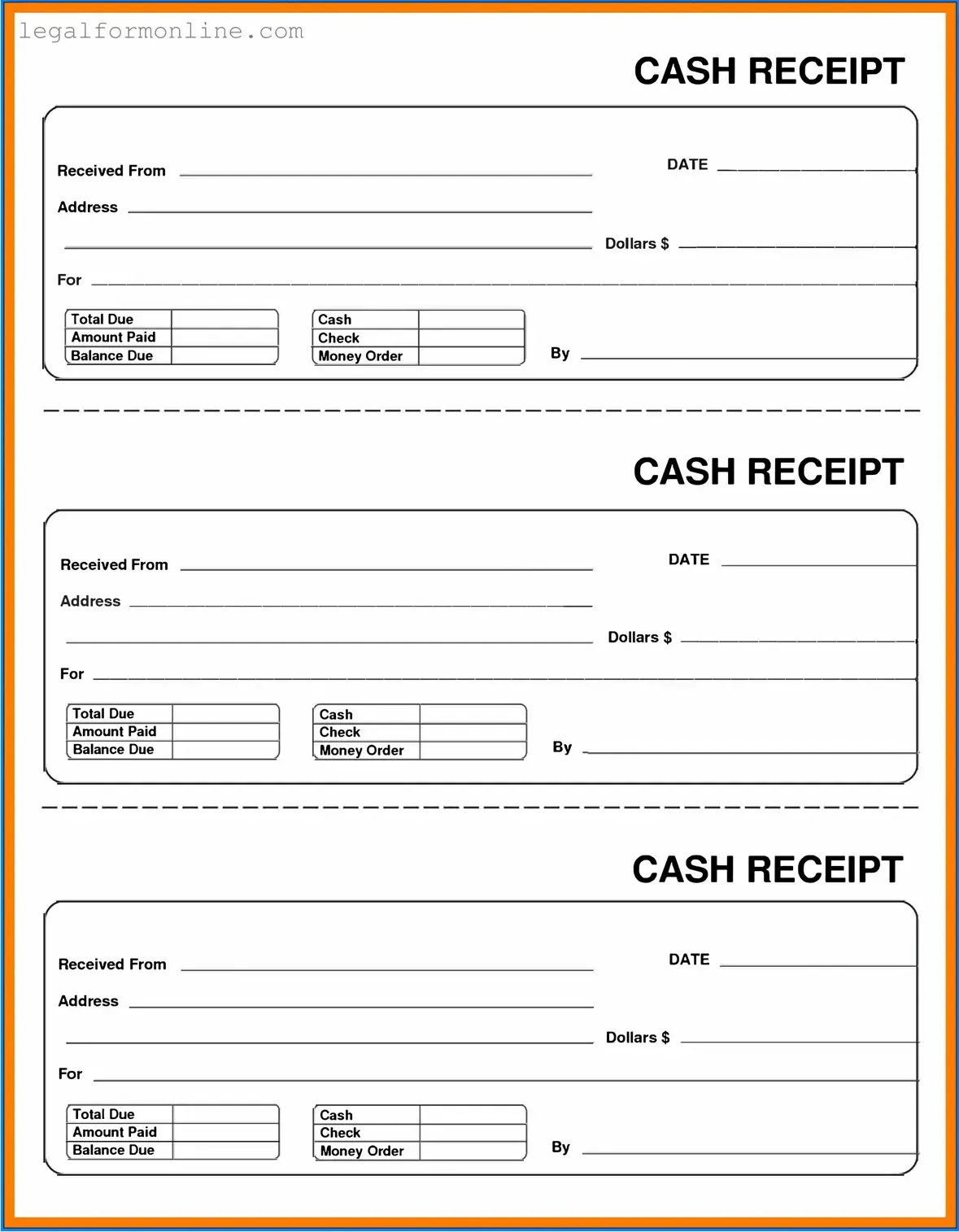 Cash Receipt Template in PDF