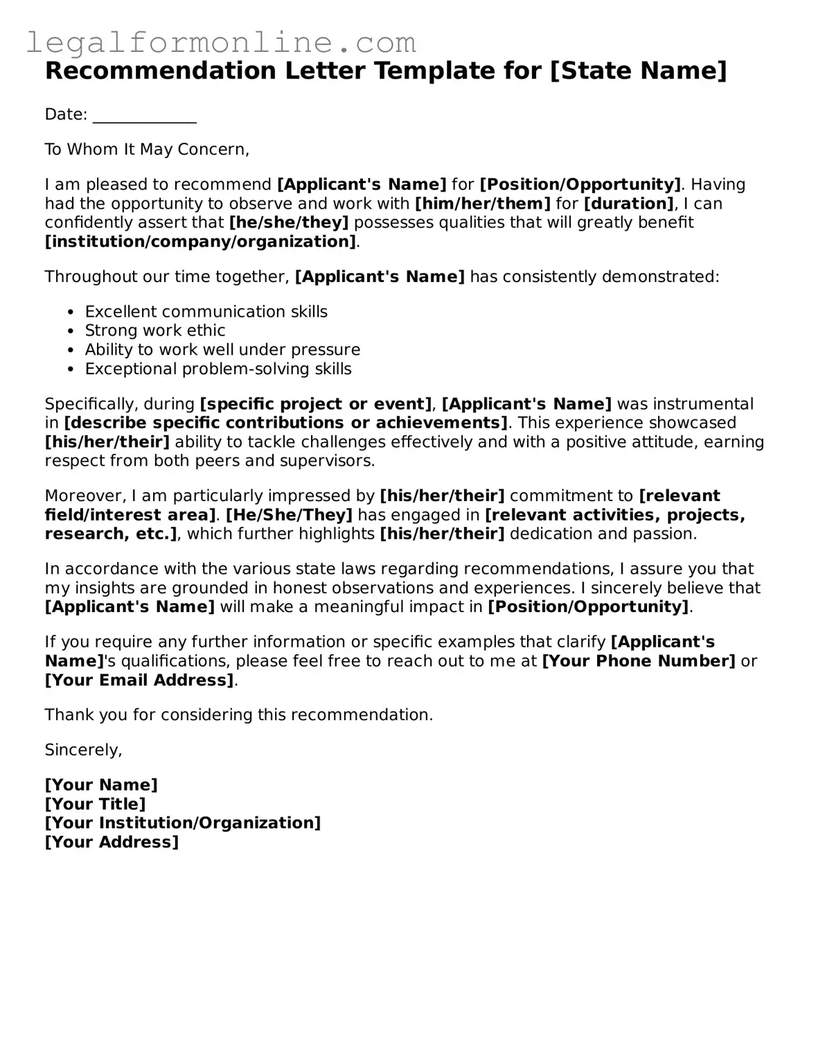 Attorney-Approved Recommendation Letter Template