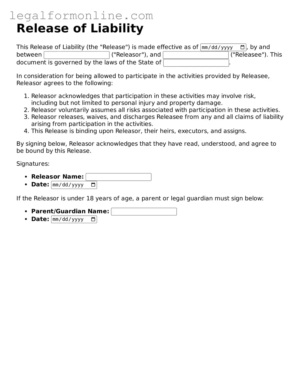 Attorney-Approved Release of Liability Template