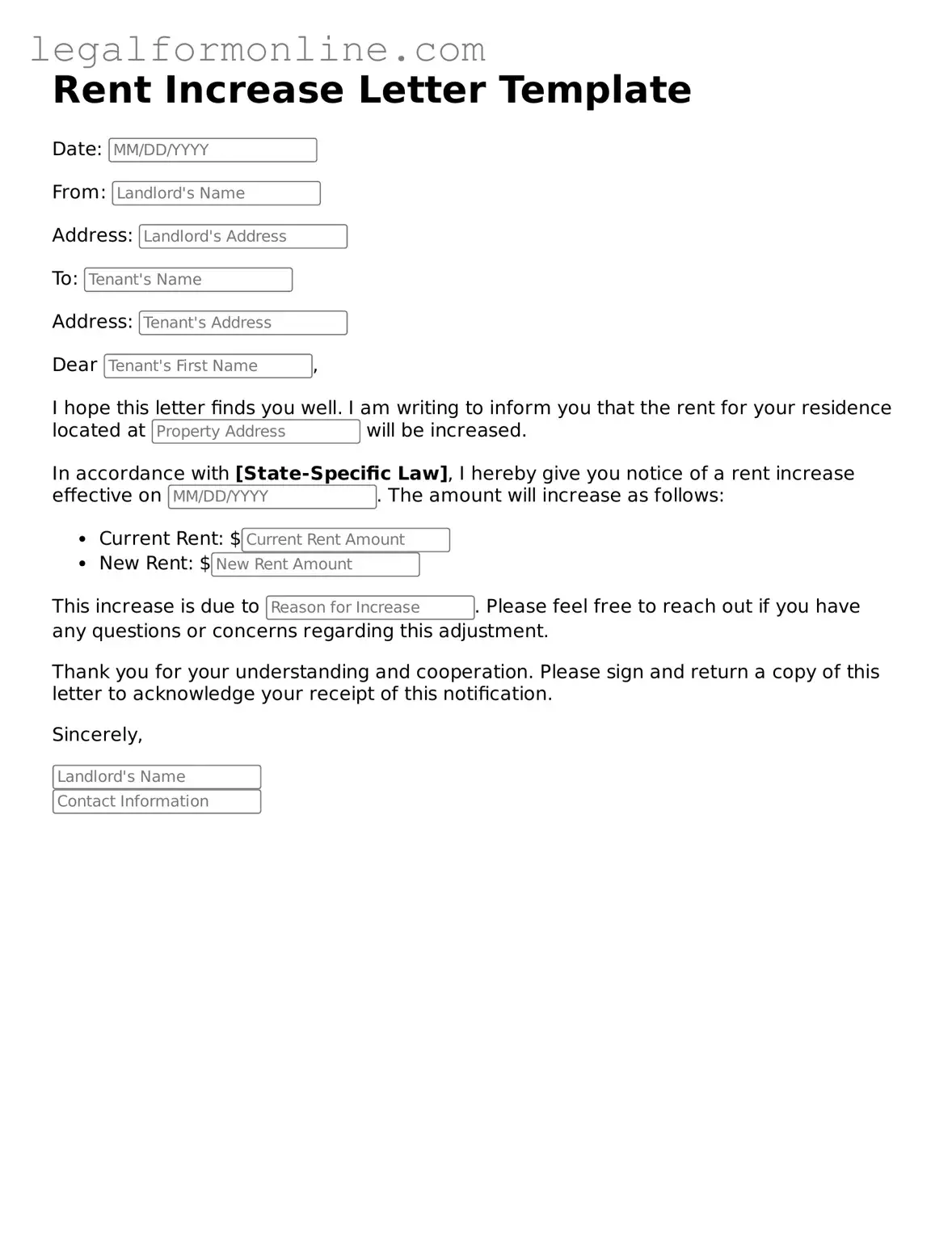 Attorney-Approved Rent Increase Letter Template