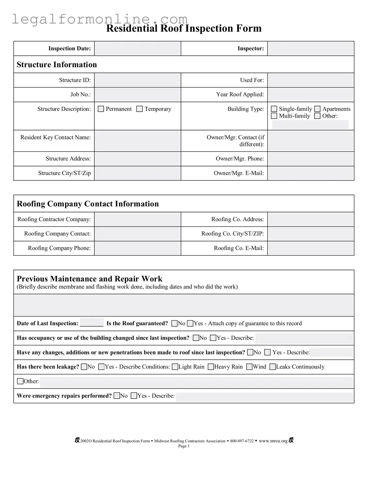 Roof Inspection Template in PDF