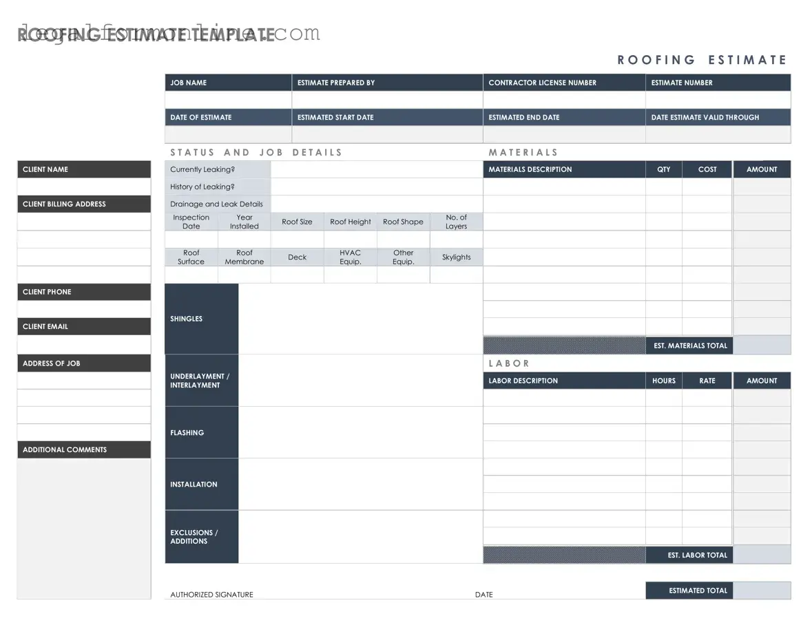 Roofing Estimate Template in PDF