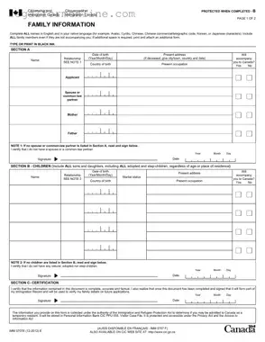 Imm5707 Template in PDF