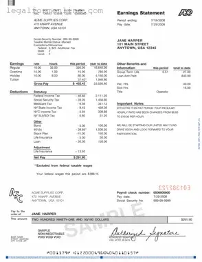 Adp Pay Stub Template in PDF