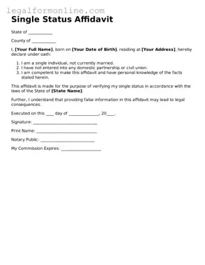 Attorney-Approved Single Status Affidavit Template