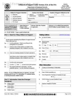 USCIS I-864 Template in PDF