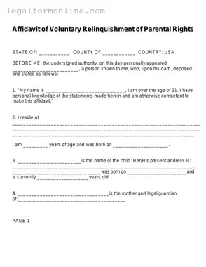 Affidavit Parental Rights Template in PDF